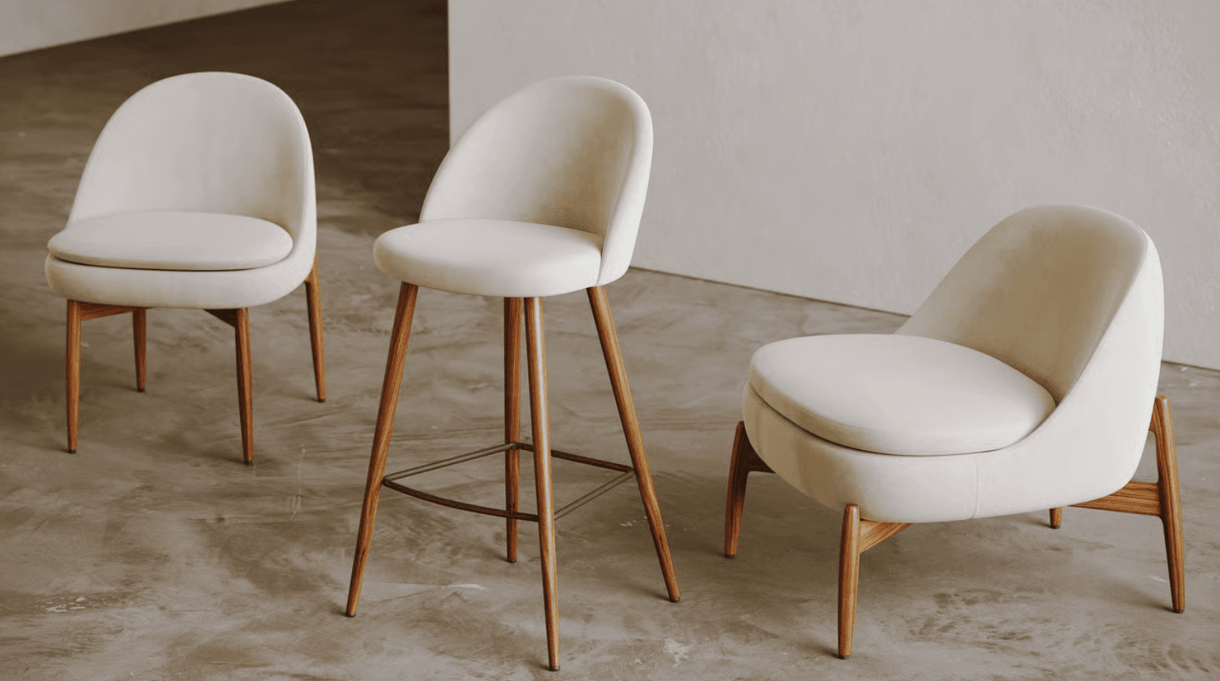Product Digital Twin for Ecommerce: Chairs 3D digital twin of chairs displayed across ecommerce channels