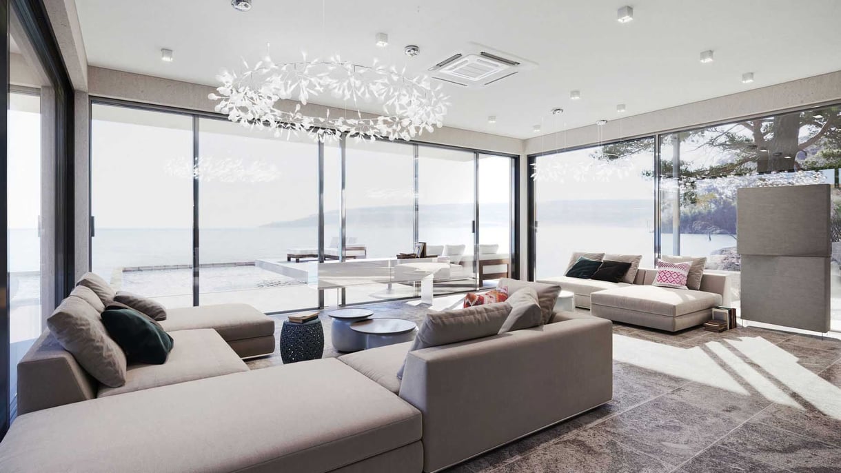 A Hero Shot for a Soft Neutral Furniture Set A Shot of Light Living Space with Beige Couches