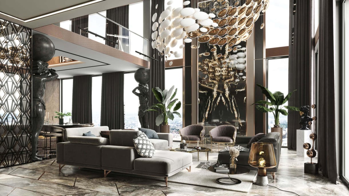 Realistic 3D Render of a Furniture Set in a Luxury Interior