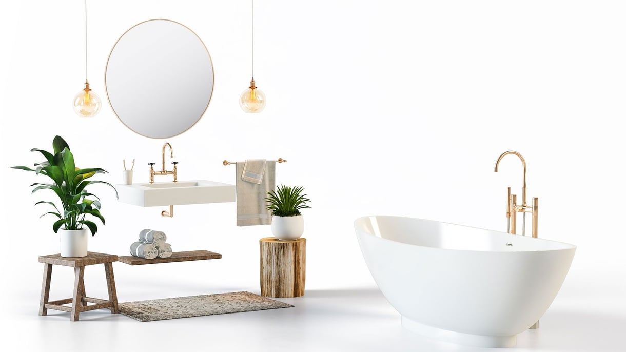 White Product Background for a Modern Bathroom Set Bathroom Furniture Collection on a White Background