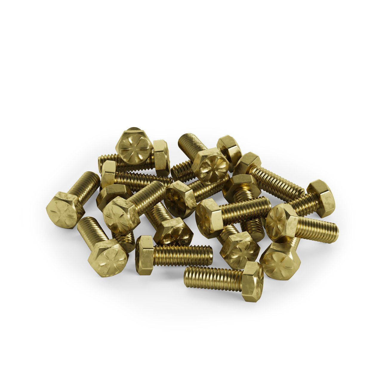 Automotive 3D rendering close-up of wheel gold screws