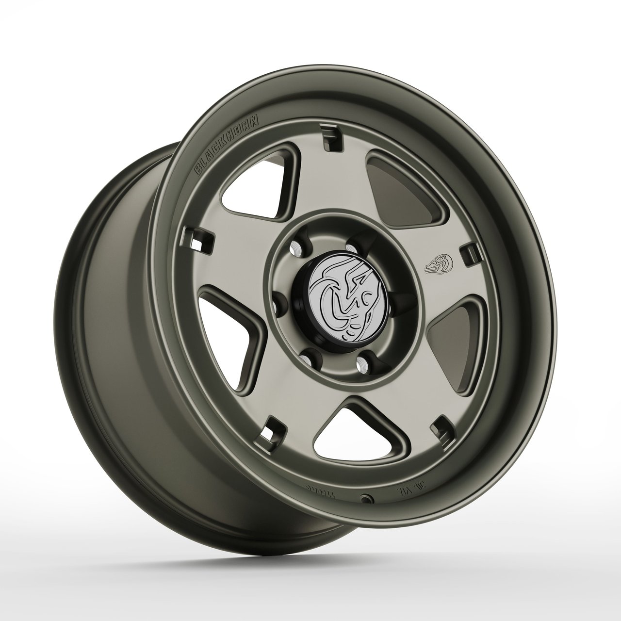 Automotive 3D rendering highlighting wheel design — studio view