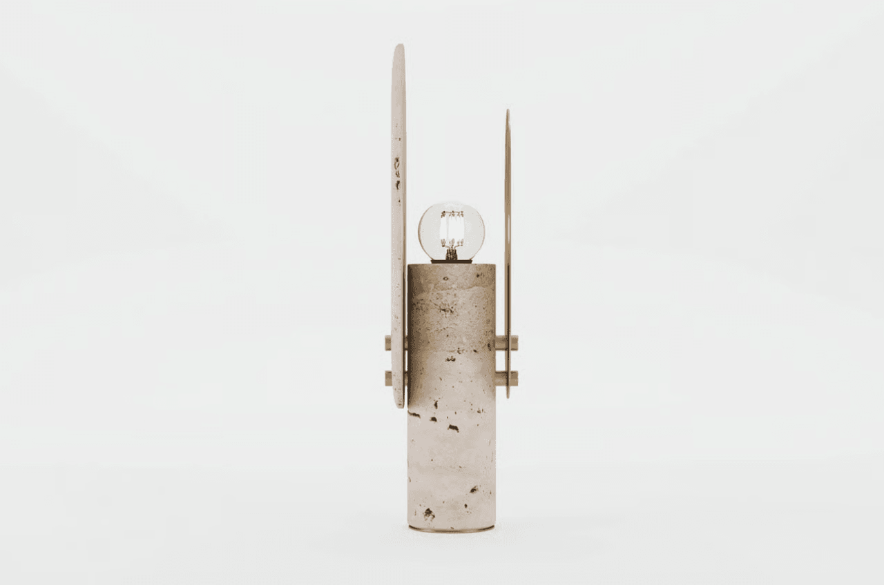 Clean side view of a modern table lamp emphasizing structure and shape